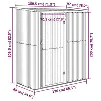 vidaXL Abri de jardin 180,5x97x209,5 cm acier galvanisé aspect bois