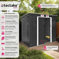Abri de jardin métal 2,7 m² toiture monopente tôle en acier laquée et galvanisée