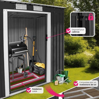 Abri de jardin métal 2,7 m² toiture monopente tôle en acier laquée et galvanisée