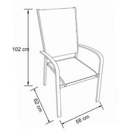 Fauteuil de jardin haut alu empilable Murano