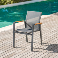 Fauteuil de jardin aluminium/bois Bali - Mobellia