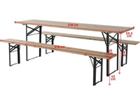 Table de jardin brasserie pliante avec 2 bancs